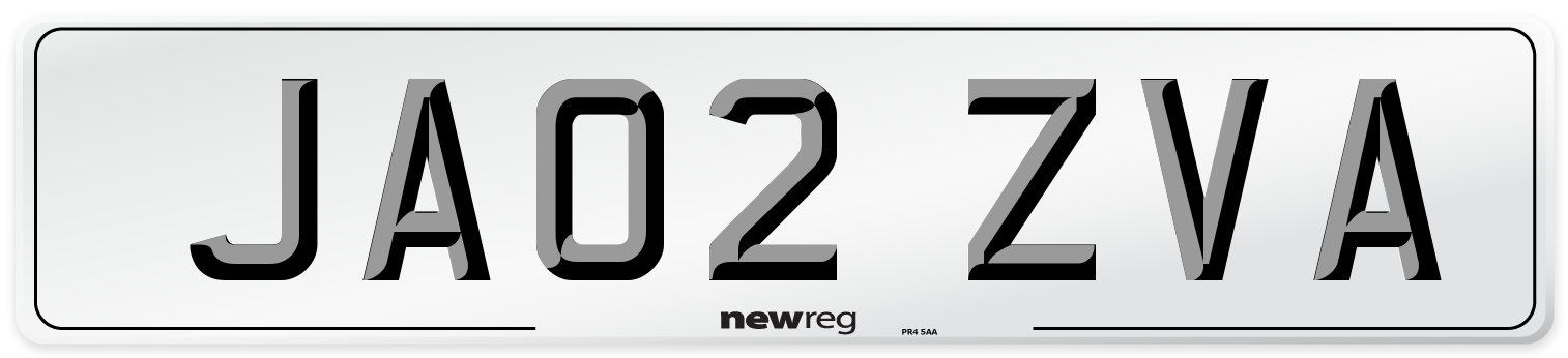 JA02 ZVA Number Plate from New Reg
